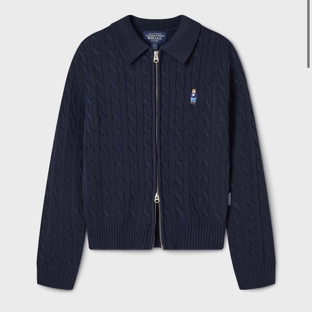 후아유 Steve Crop Cable Zip-up Cardigan S