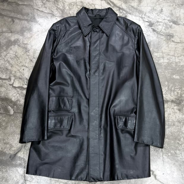 Hermes Black Calf Leather Coat