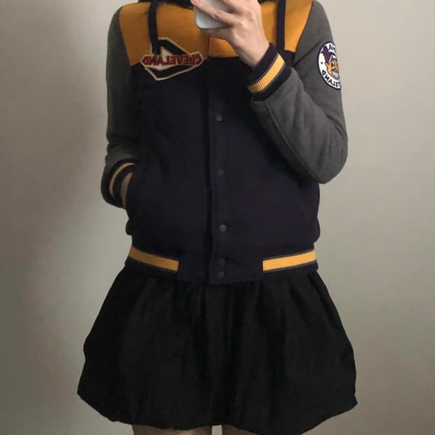 MLB 배색 누빔 바시티 자켓 (후드탈부착가능)