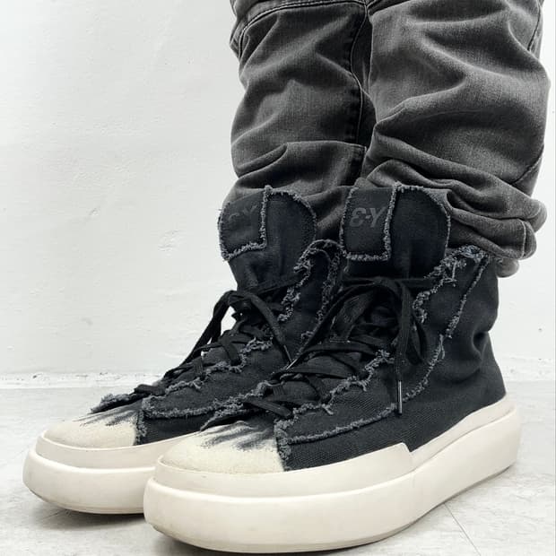 Y-3 Nizza Hi Distressed Canvas Sneakers