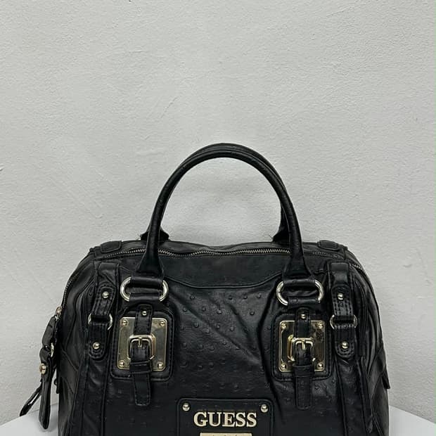 게스 Y2K 오스트리치 엠보 가죽 보스톤 숄더 & 토트백