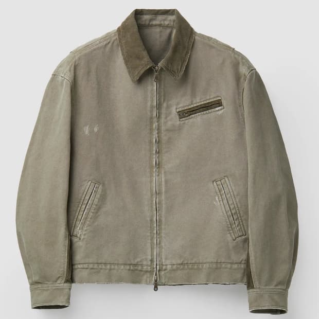 [S] 쿠어 오버다잉 페이디드 데미지 워크 자켓 워시드 카키