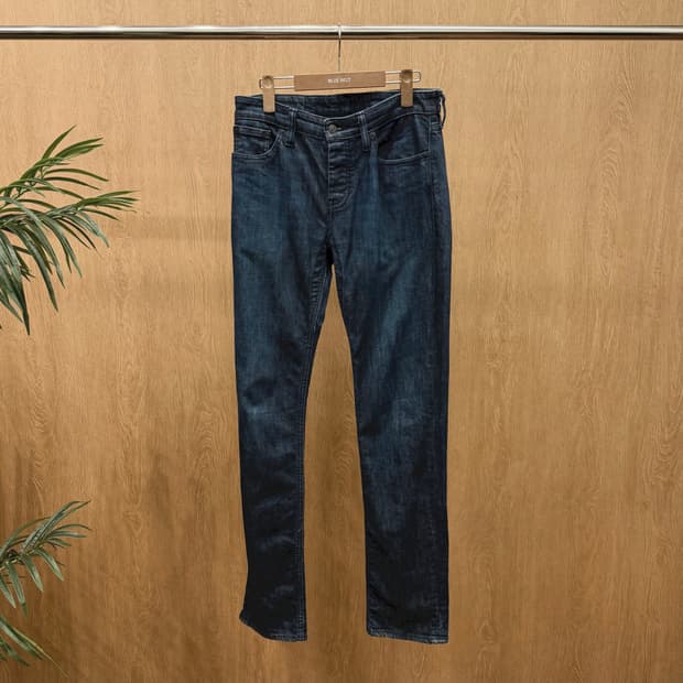 리바이스 511 데님 팬츠 5포켓 레드탭 가죽 패치 디테일 슬림핏 진청