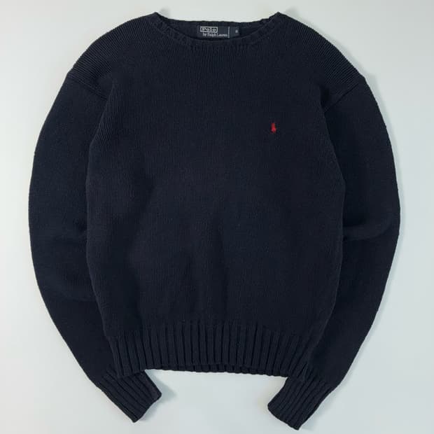 Polo  폴로 랄프로렌 90,s 자수 코튼 네이비 니트 