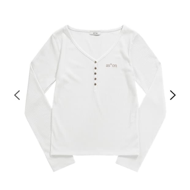 WISH RIBBED BUTTON TEE / IVORY