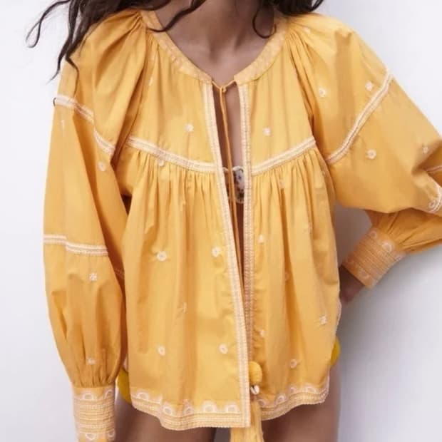 자라 보헤미안 자수 블리우스 55~66