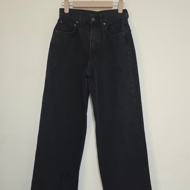 6397 블랙 와이드 데님 팬츠 24 (허리 24–25인치)