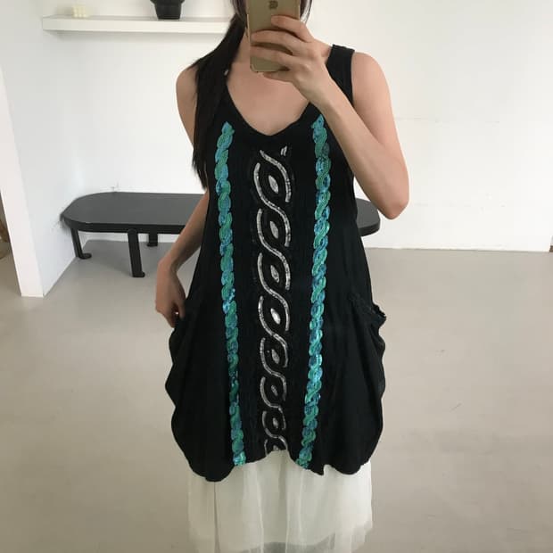 vintage spangles pocket sleeveless
