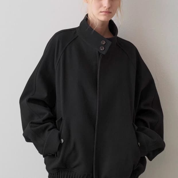 (s) 파사드패턴 울 블루종 자켓 블랙