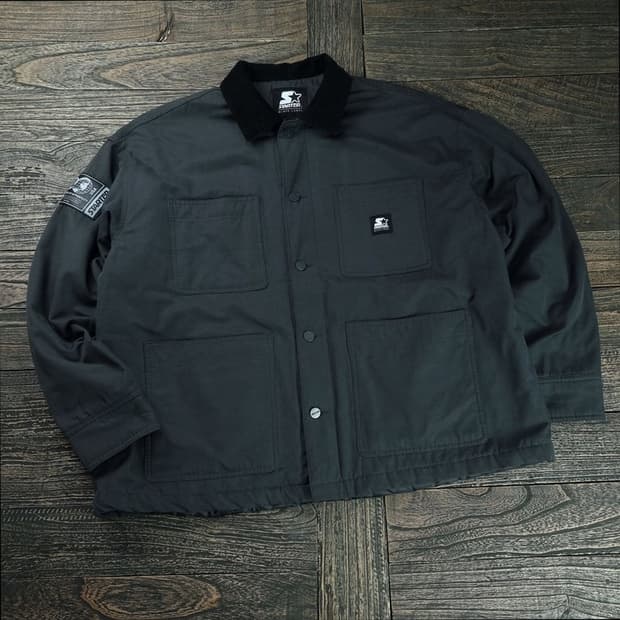 [스타터] 로고 패치 오버사이즈 워크 자켓 챠콜 M19008