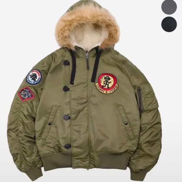 팀코믹스 ma-1 후디드 덱 점퍼 카키 L