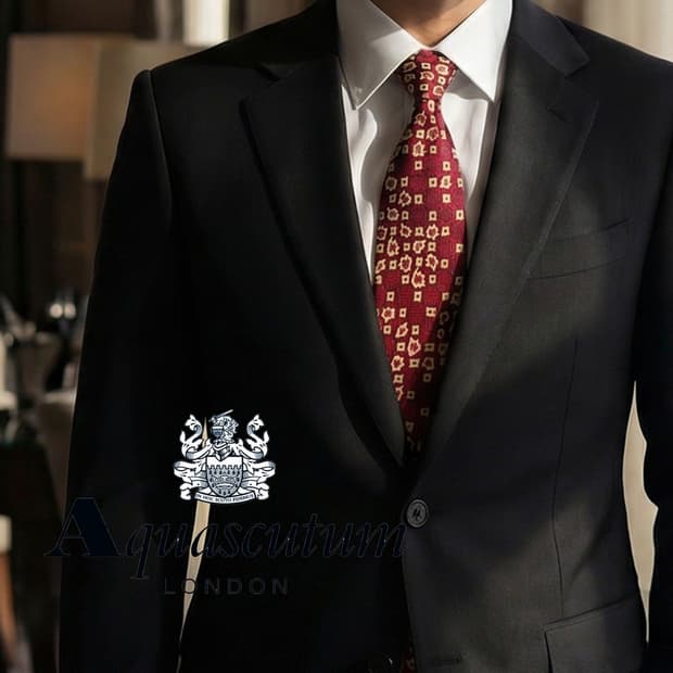 아쿠아스큐텀 실크 자카드 패턴 넥타이 9.7cm A+등급 A19789
