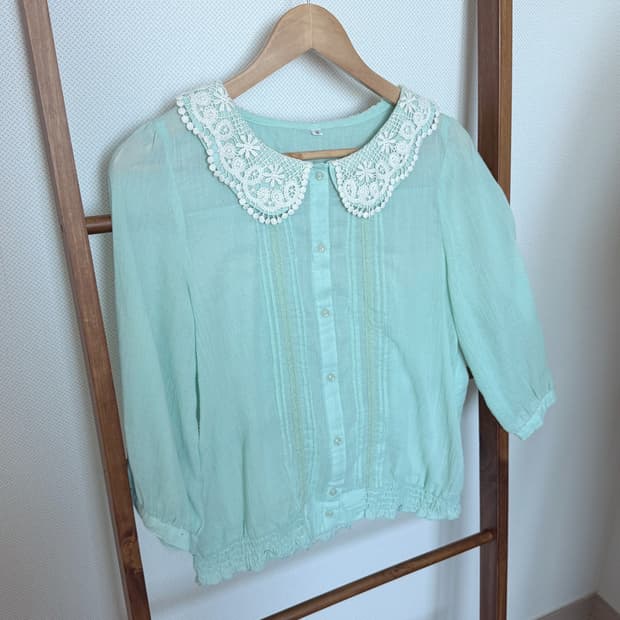 모리걸 아오이유우 레이스 블라우스