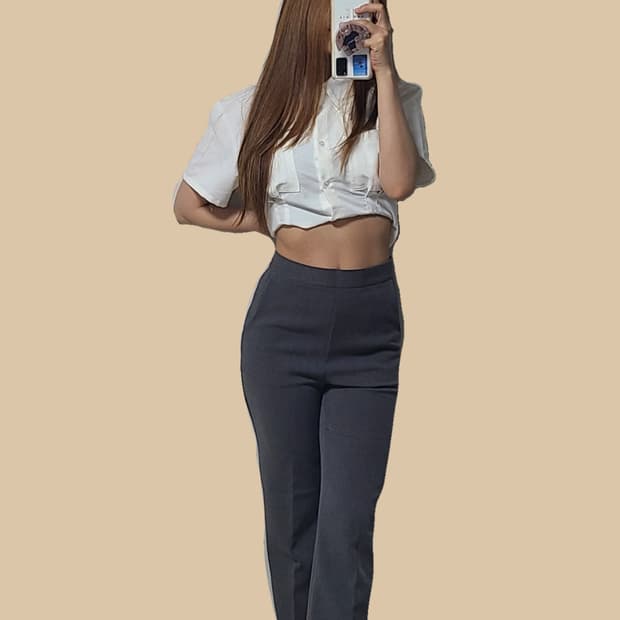 세미부츠컷 그레이 슬랙스