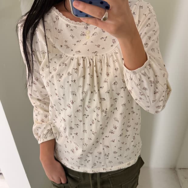 일본빈티지 플라워 잔꽃 롱슬리브