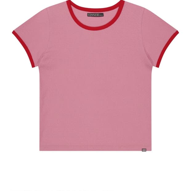 038 MINI WAFFLE RINGER T-SHIRT PINK