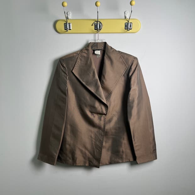 지아니 베르사체 꾸뛰르 브라운 실크 새틴 블레이저 자켓