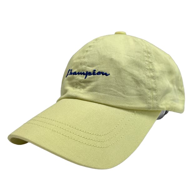 챔피온 스크립트 로고 워시드 코튼 캡 (레몬 옐로우)