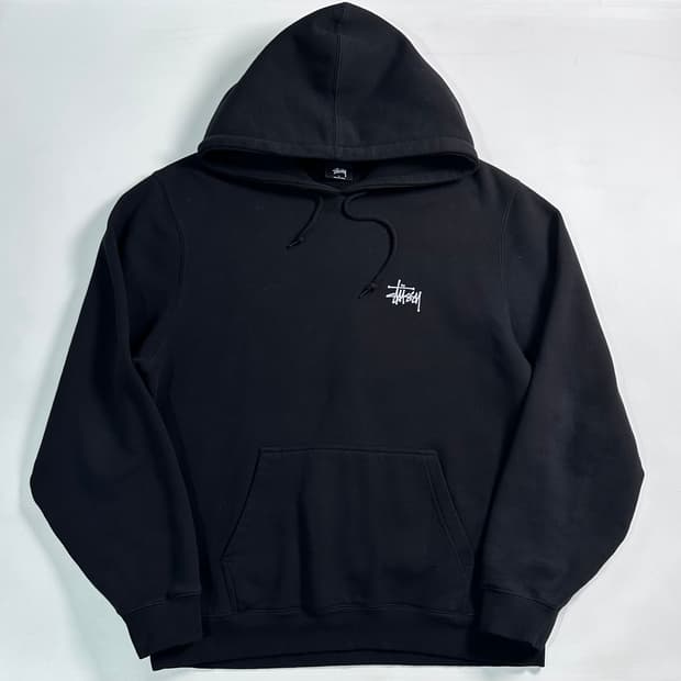 스투시 블랙 스탁로고 후드티 