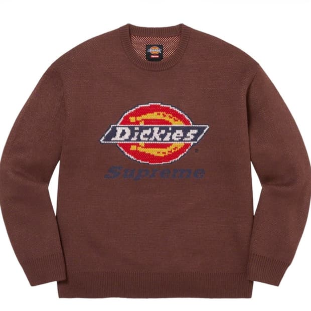 (L) 슈프림 x 디키즈 니트 브라운