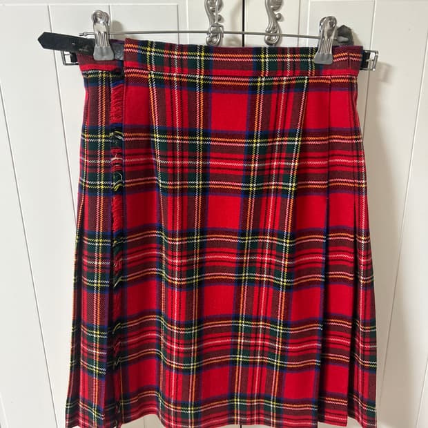 yorkland 타탄 체크 울 랩 스커트 스코티쉬타탄
