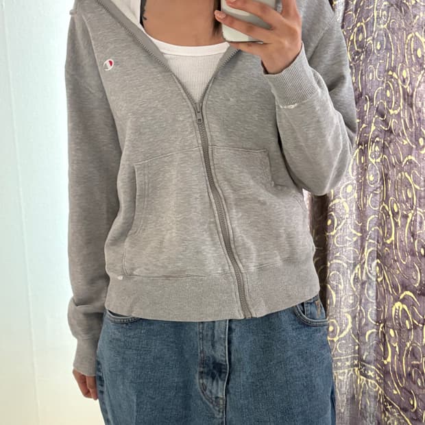 Champion 캐주얼 회색 후드집업