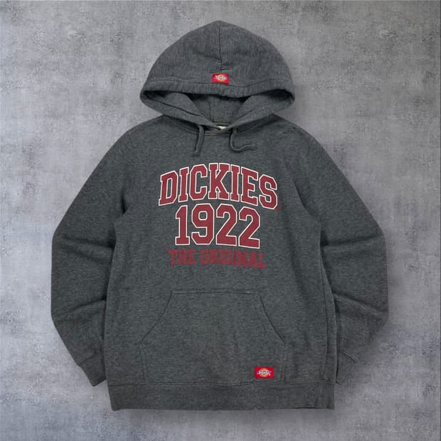 디키즈 차콜 컬러 스펠아웃 빅로고 후드티