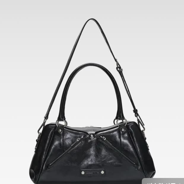 썬번 프로젝트 - Faux Leather M.O.S Bag, BLACK