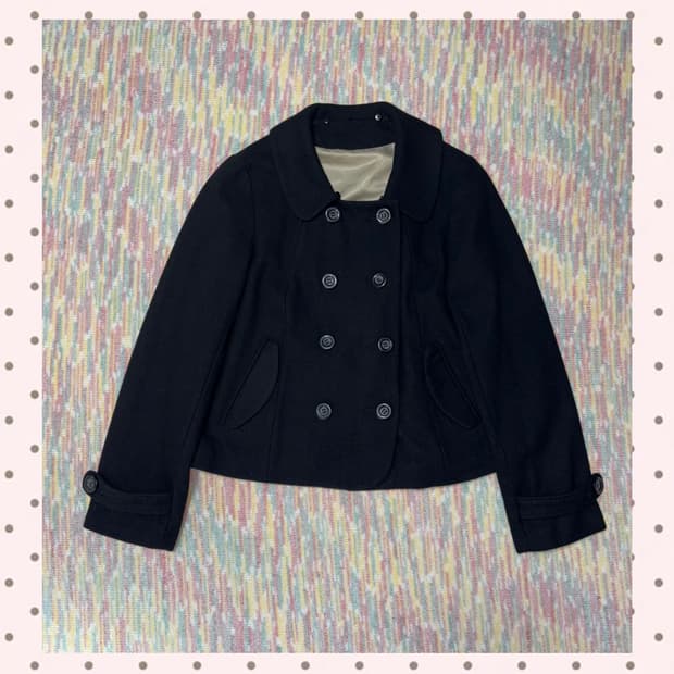 블랙 카라 울혼방 숏코트