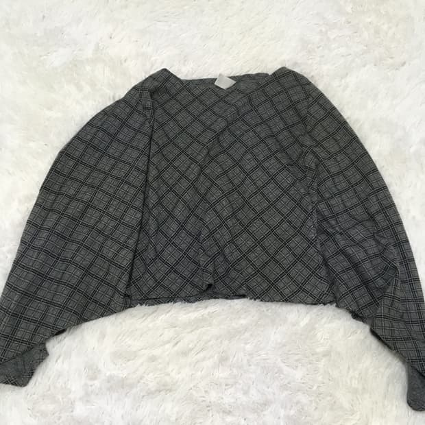 빈티지 그레이 체크 망토 y2k 스트릿 갸루 펑키 일본빈티지730