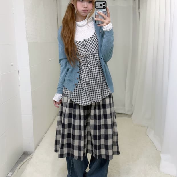 너드 모리걸 하구미 체크 봄 코디세트