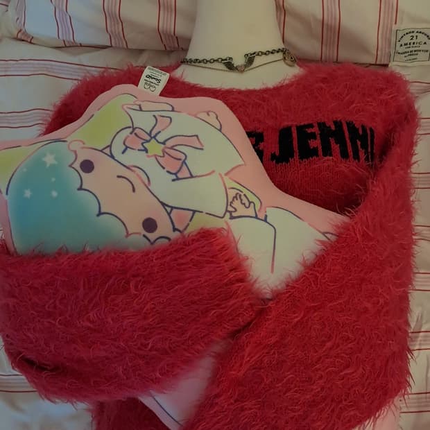 갸루깔 핫핑크 니트 