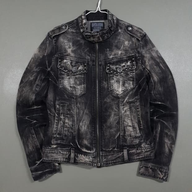XL) 버커루 진스 오리지널 웨스턴 워싱 흑청 데님 트러커 집업 자켓