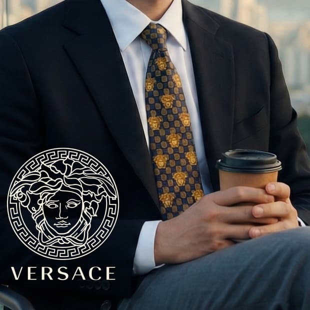 베르사체 실크 메두사 올오버 패턴 넥타이 9.7cm A등급 a19711