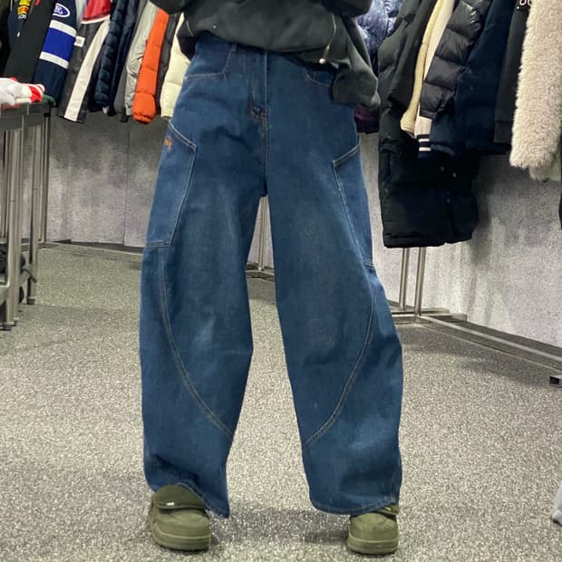 빈티지 트위스트 워크웨어 벌룬 데님 팬츠 B3613