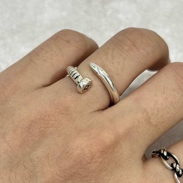 Oribell 크롬 크로스 앵끌루 못 925 스털링 실버 오픈링 반지