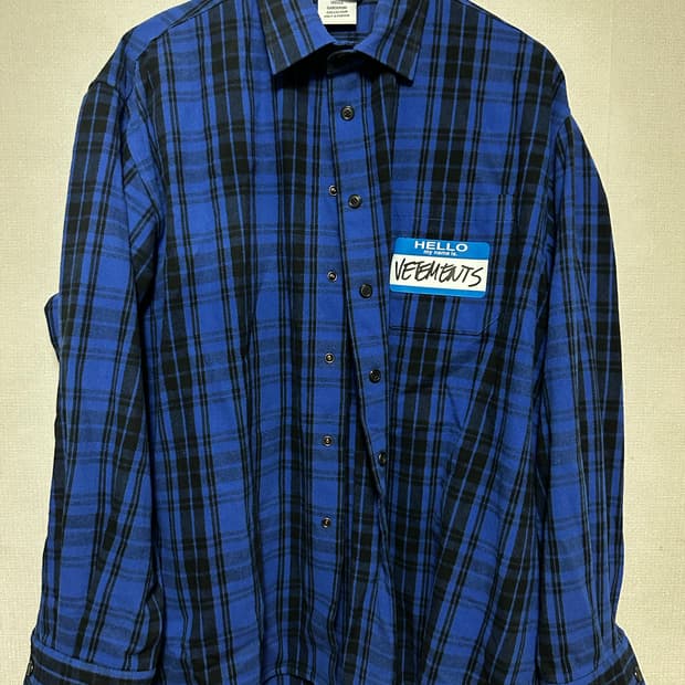베트멍 네임카드 플란넬 체크셔츠 블루 (S)