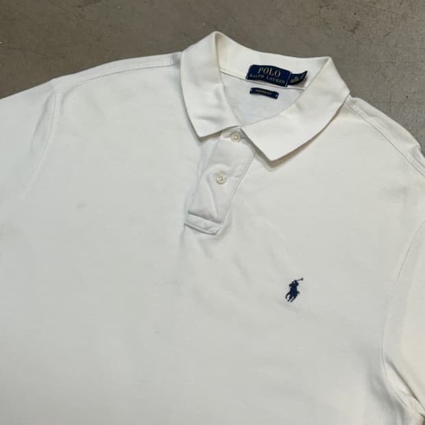 XL 폴로랄프로렌 커스텀핏 화이트 카라 반팔 티셔츠