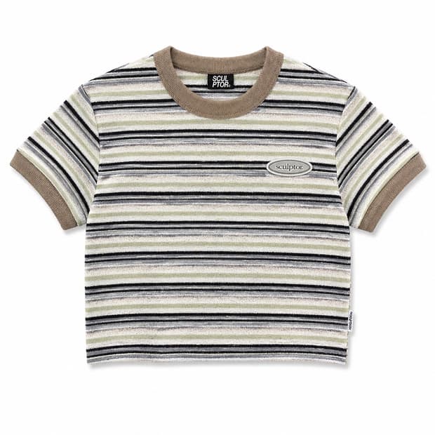 스컬프터 스트라이프 크롭티 그린 S