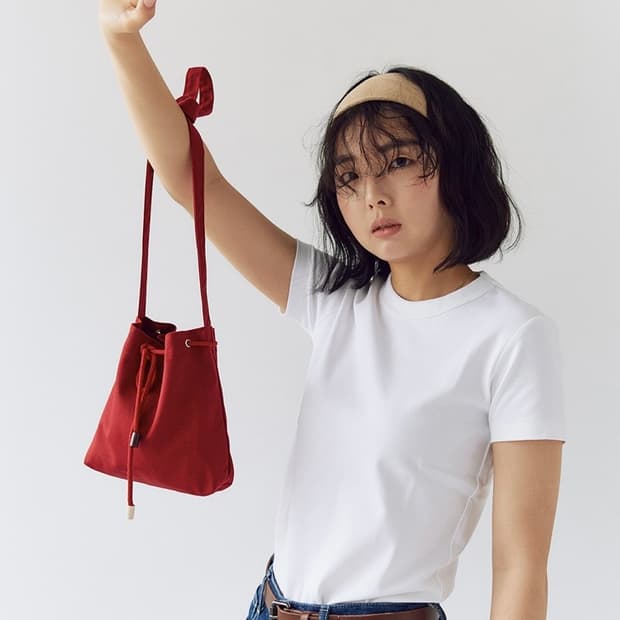 여밈 복조리 크로스 백 가방 레드