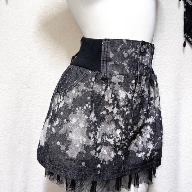 고스펑크 y2k 와투케 갸루 타이다이 스터드찡 그런지 미니스커트 치마