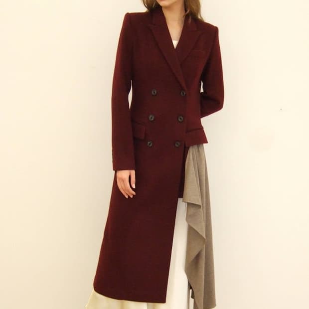 블루민 베르사유 버건디 롱코트