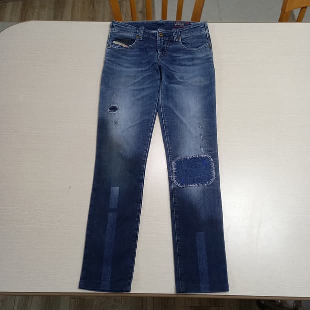 25 DIESEL 데미지워싱 스판 슬림일자 리페어진 25-298