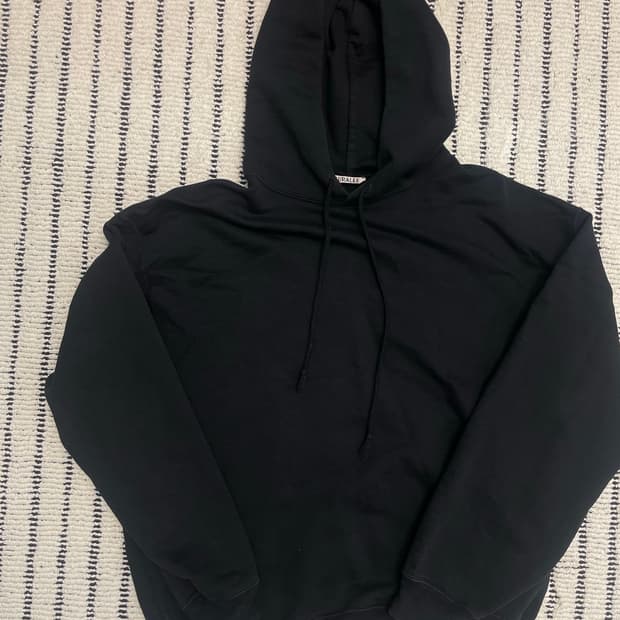 오라리 블랙 코튼 오버핏 후드