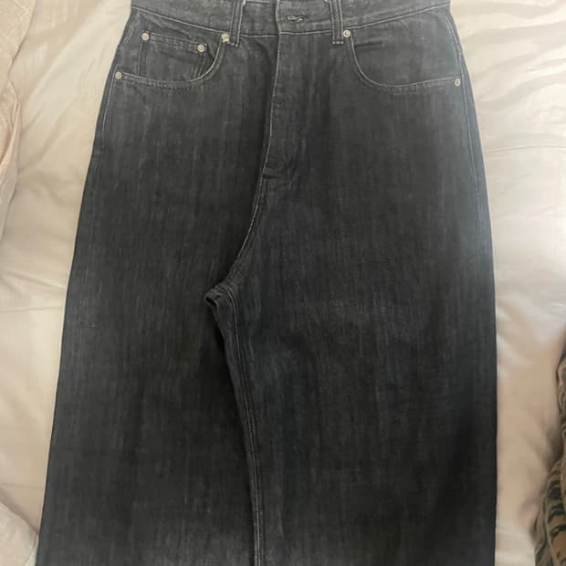 M) 유스 엑스트라 와이드 데님 워시드 블랙