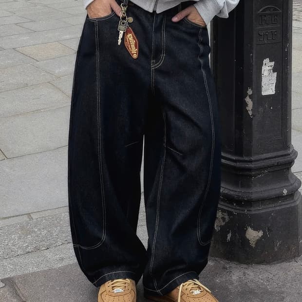 (M) 어널러코드 드로우 커브드 데님팬츠 (생지)