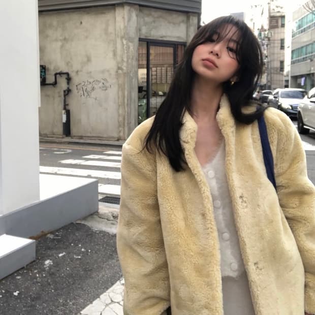 새상품)파르벵 farven 울 쉐어링 퍼 하프 자켓 코트