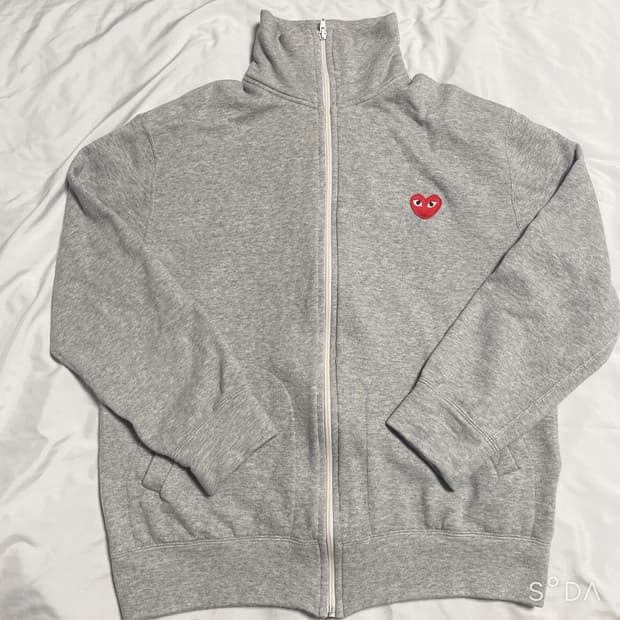 꼼데가르송 멀티 하트 스탠드 칼라 집업 스웨트셔츠 XL