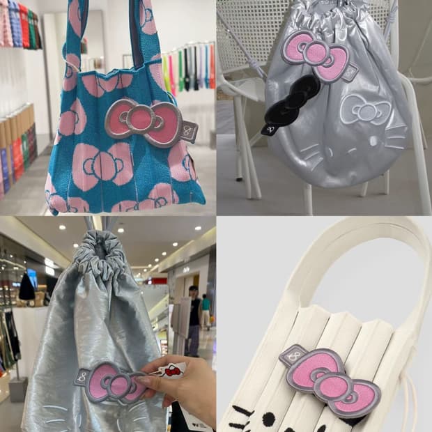 고양이 헬로키티 조셉앤스테이시 핑크 실버 리본