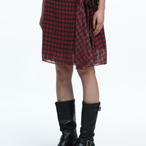 Roughneck  Unbalance Tie Skirt Red